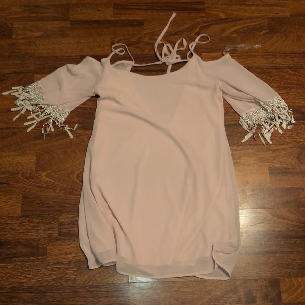 Pale pink cold shoulder dress